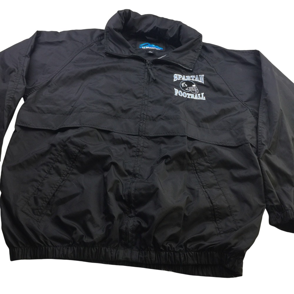 Tri-Mountain‎ Spartan Football Windbreaker Jacket Mens Large Black Full Zip Mesh